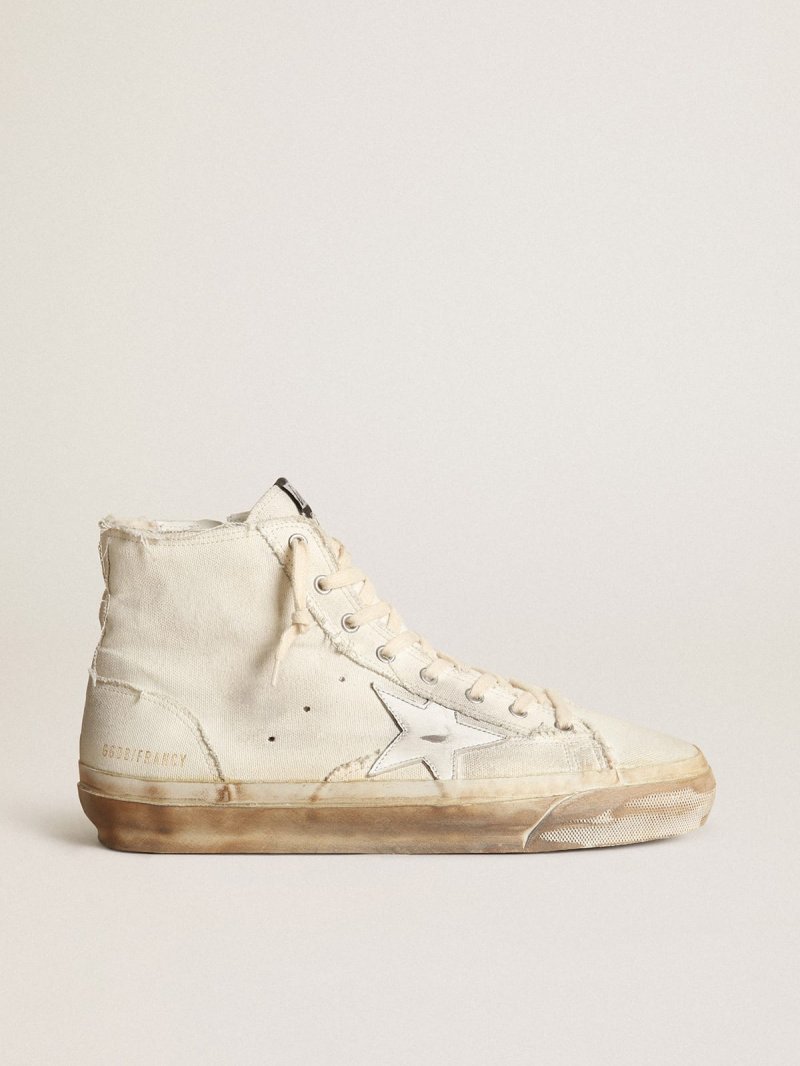 Francy sneakers in ivory canvas with white leather star