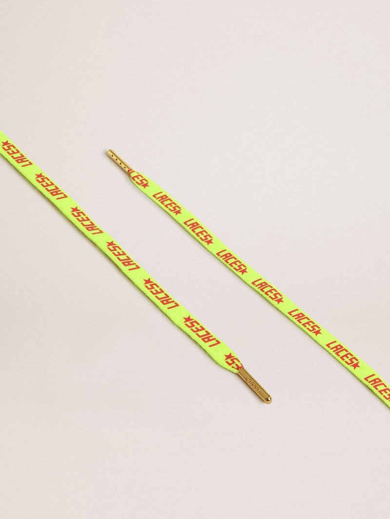 Fluorescent yellow laces with contrasting orange